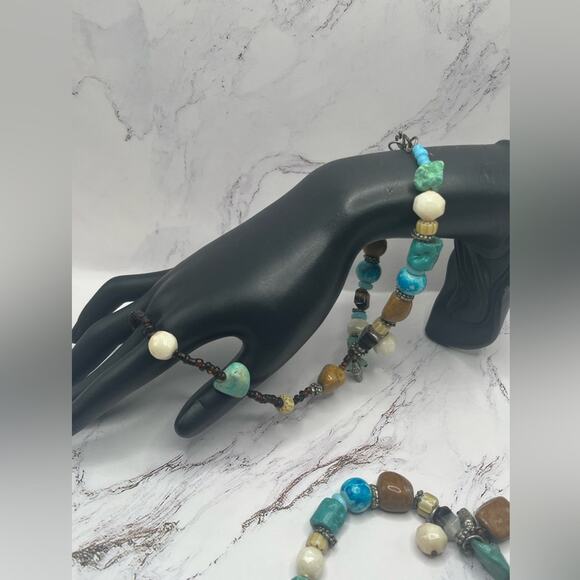 Set of natural stone and turquoise slave bracelets - Picture 2 of 10
